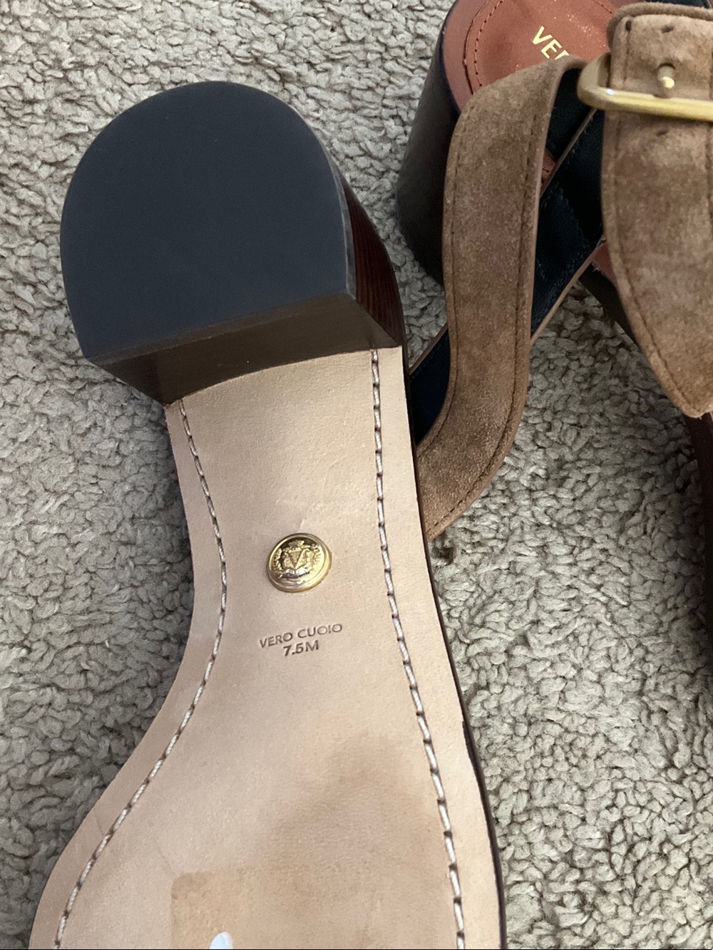 Veronica Beard Brown Suede Block Heel Sandals with Ankle Strap - Picture 7 of 7